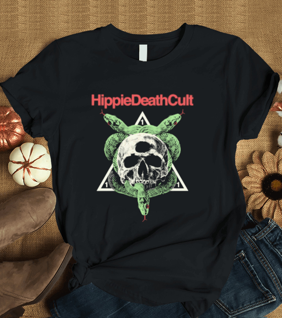Hippie Death Cult Skull Snake Triangle Doom Metal T-Shirt