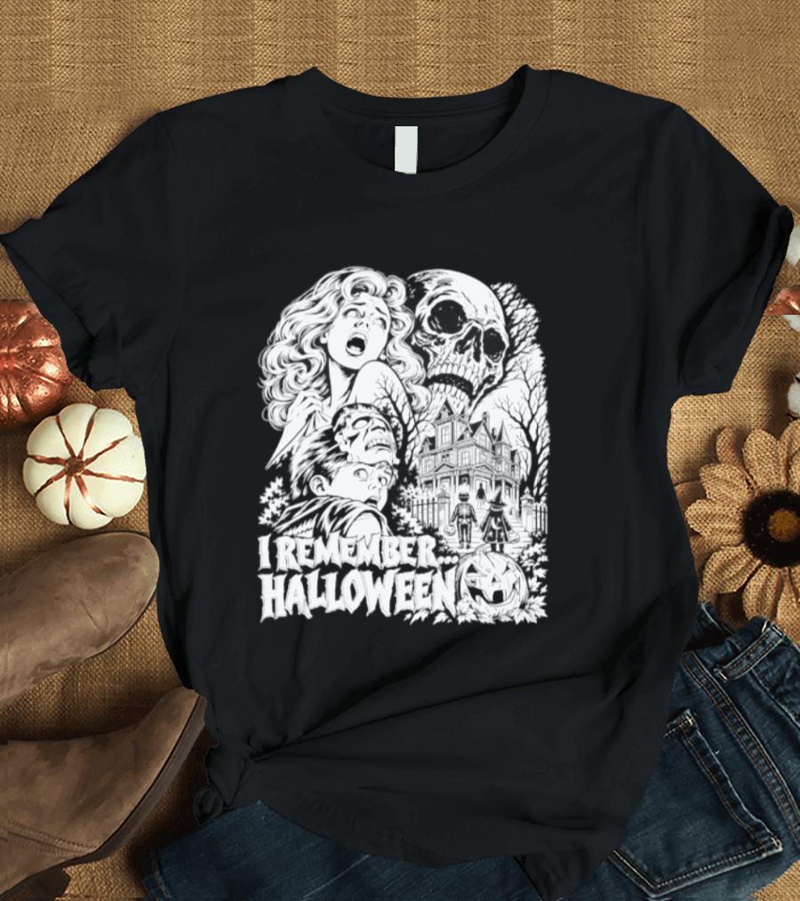 I Remember Halloween Haunted House Skull Pumpkin T-Shirt