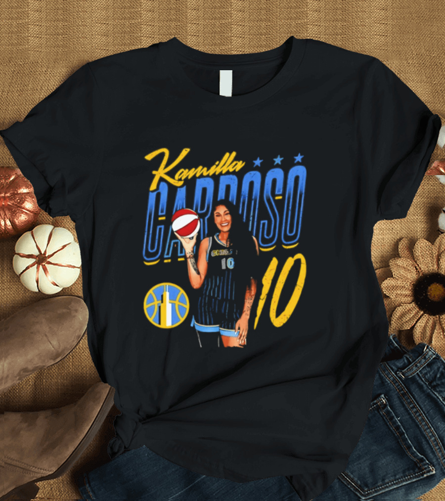 Kamilla Cardoso Chicago Sky 10 WNBA Player With Basketball T-Shirt