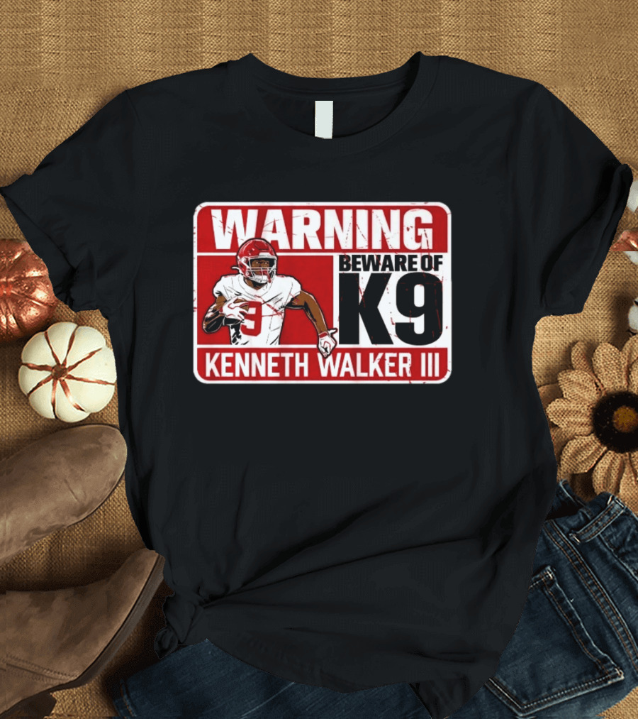 Kenneth Walker III Warning Beware Of K9 Football Player T-Shirt