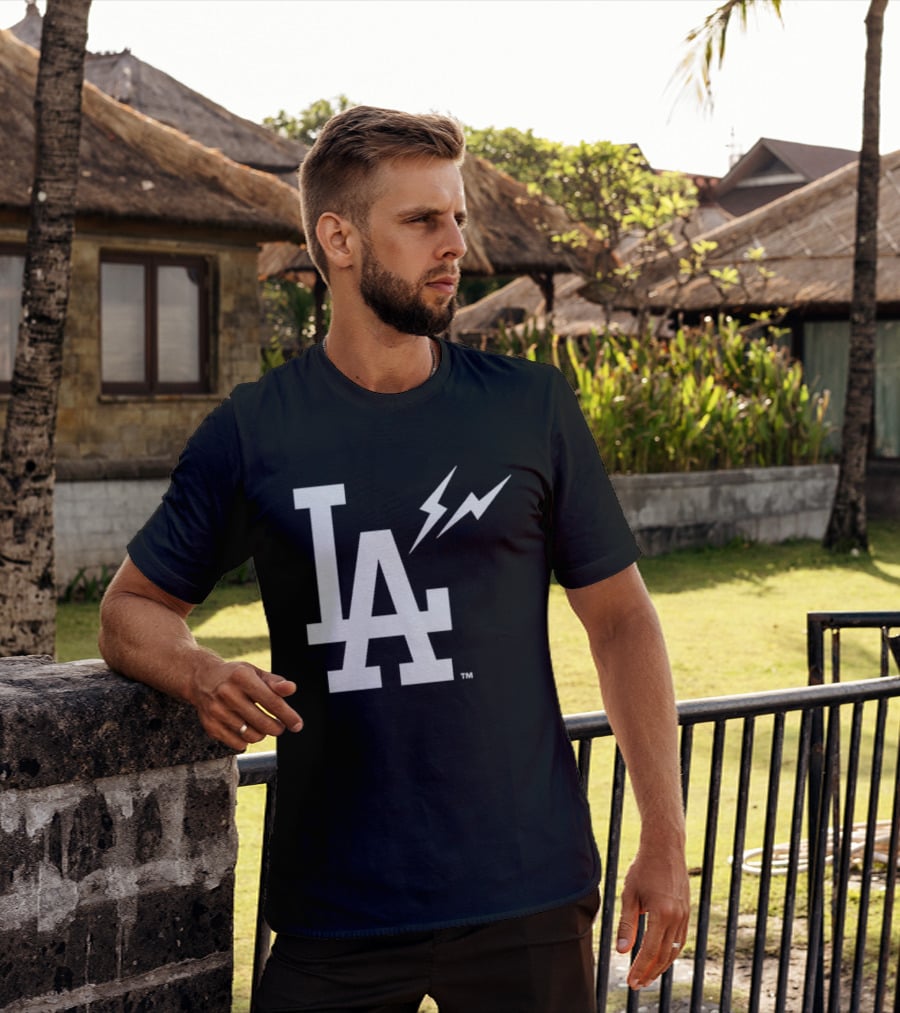 Los Angeles Dodgers Fragment LA Thunder Lightning Bolt T-Shirt