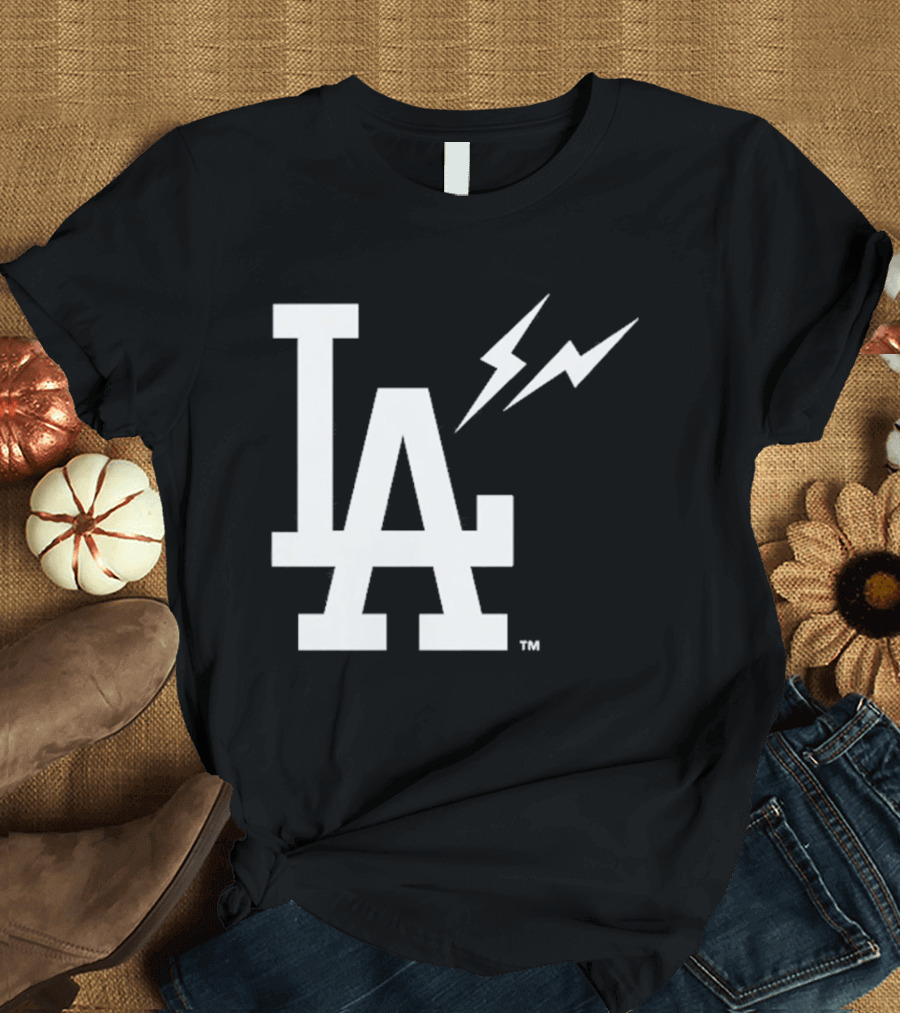 Los Angeles Dodgers Fragment LA Thunder Lightning Bolt T-Shirt