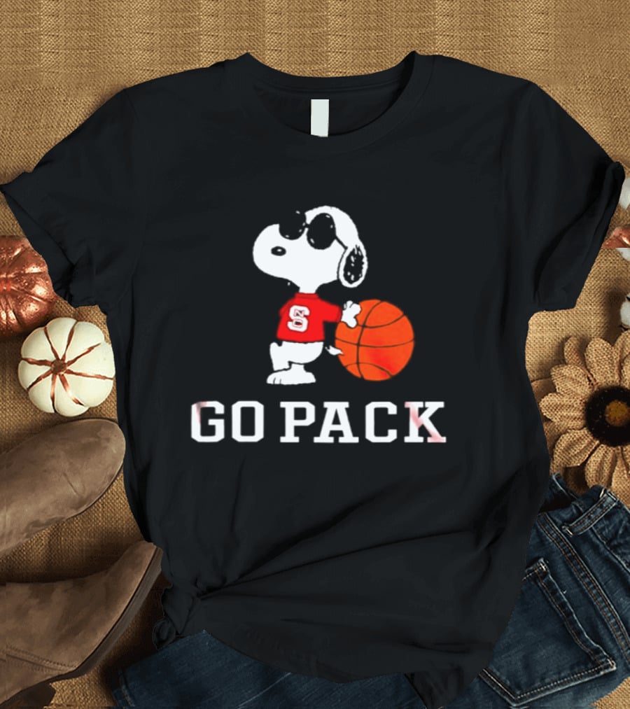 Snoopy NC State Wolfpack Basketball Go Pack T-Shirt