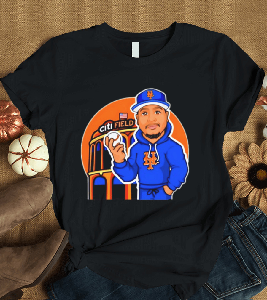 New York Mets Citi Field Baseball Player Caricature T-Shirt