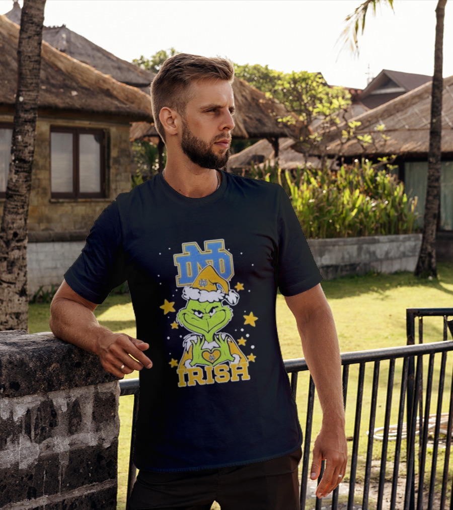 Notre Dame Fighting Irish Grinch Love Hands Christmas 2026 Football T-Shirt