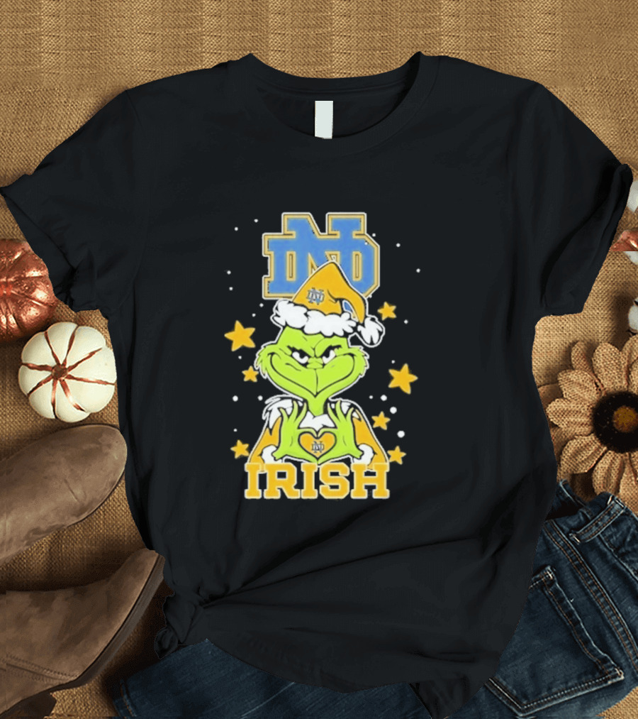 Notre Dame Fighting Irish Grinch Love Hands Christmas 2026 Football T-Shirt