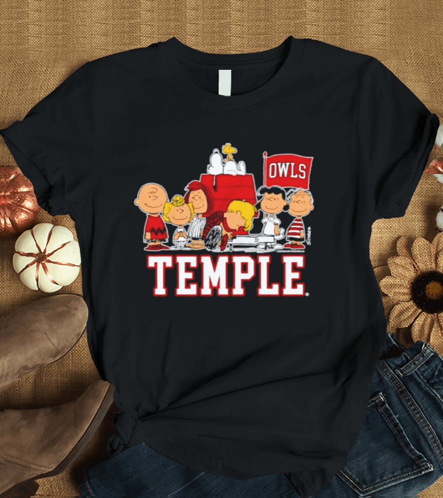 Peanuts Snoopy Temple Owls Football Lucy Charlie Brown Woodstock T-Shirt