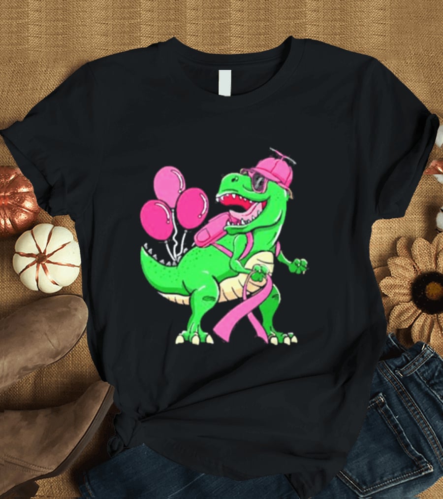 T Rex Party With Pink Balloons And Ribbon Accessories T-Shirt