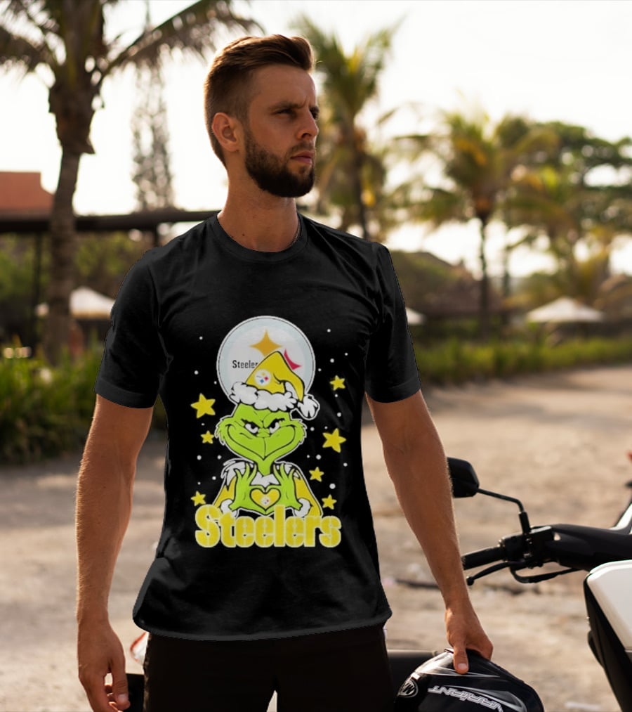 Pittsburgh Steelers Grinch Christmas Love Hands 2026 Football T-Shirt