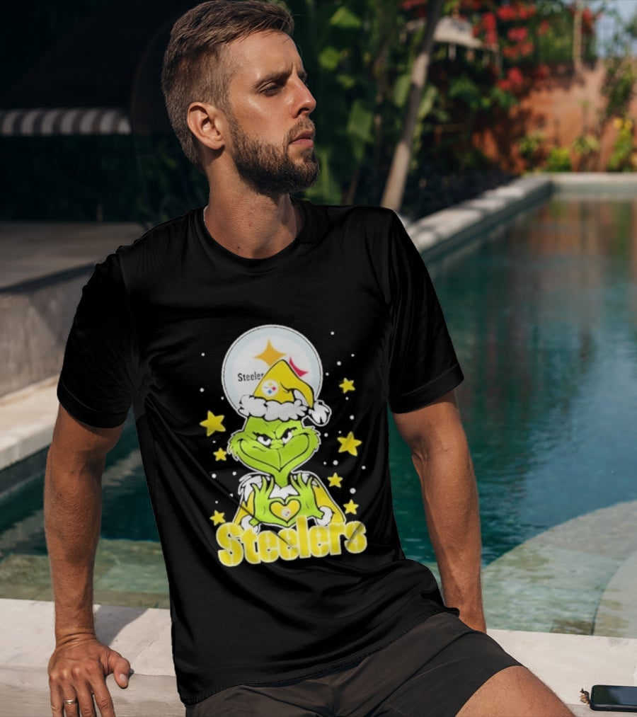 Pittsburgh Steelers Grinch Christmas Love Hands 2026 Football T-Shirt