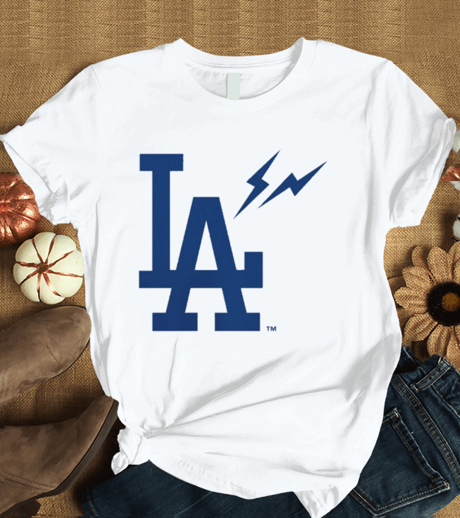 Los Angeles Dodgers Fragment Collaboration LA Thunder Lightning Bolt T-Shirt