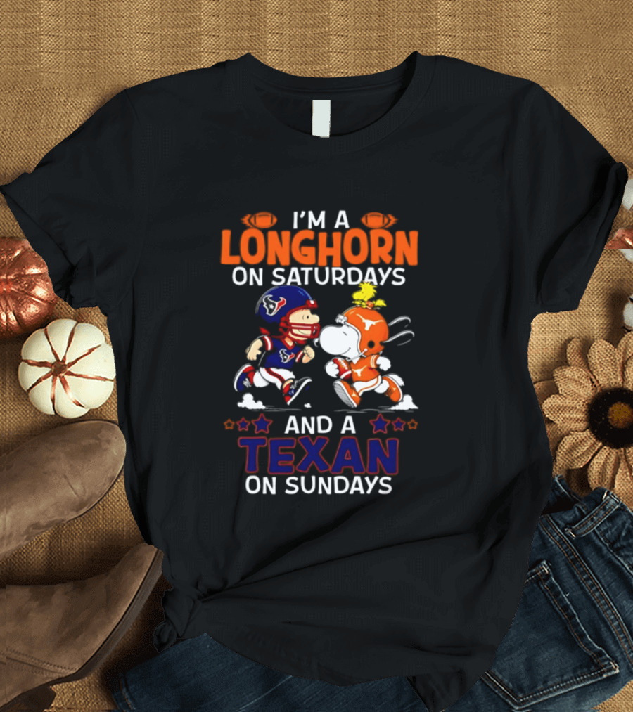 Peanuts I'm A Longhorn On Saturdays And A Texan On Sundays T-Shirt