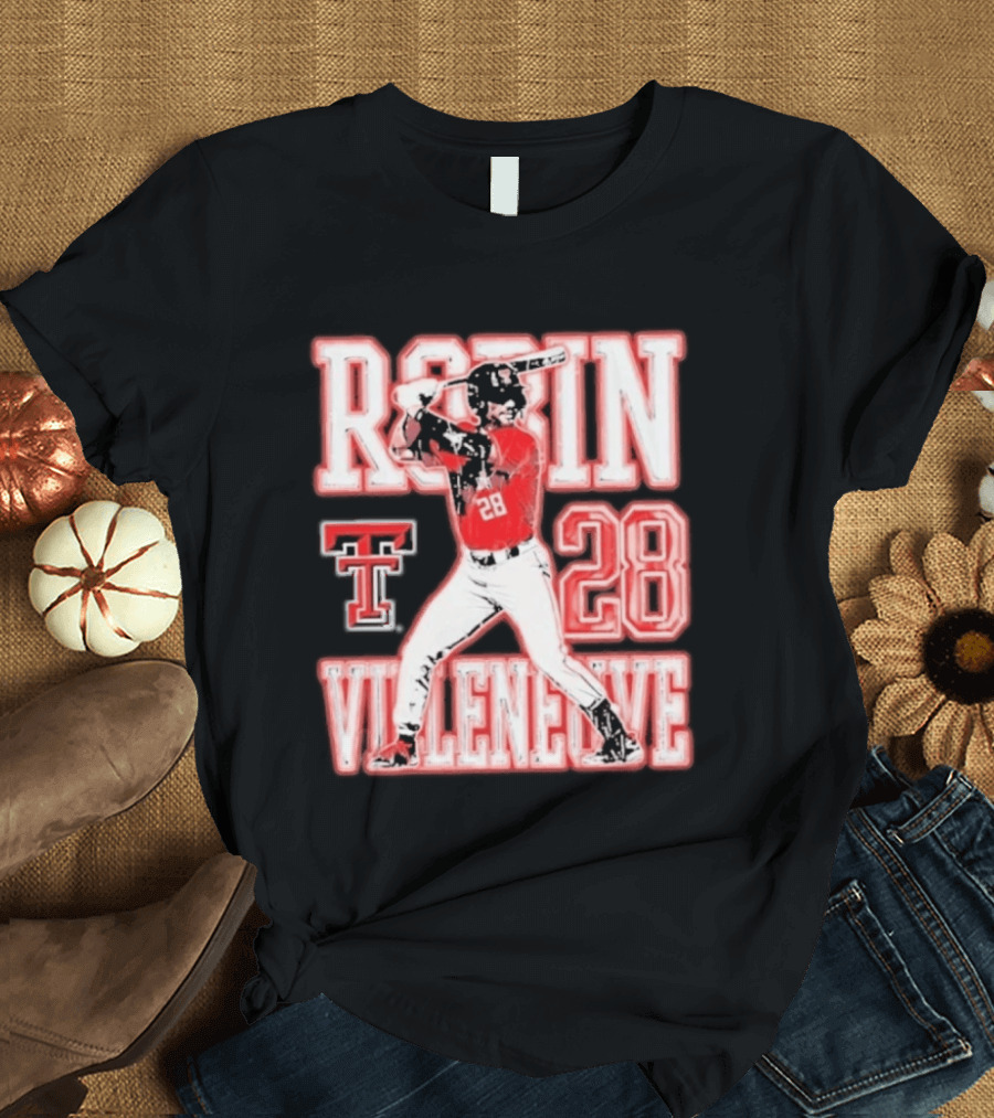 Robin Villeneuve Texas Tech Red Raiders 28 Baseball NCAA Swing T-Shirt