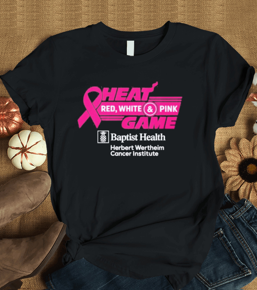 Breast Cancer Awareness Heat Game Red White Pink Baptist Health Herbert Wertheim T-Shirt