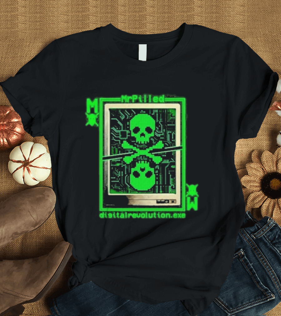MrPilled DigitalRevolution.exe Hacker Cyber Circuitry Skull T-Shirt