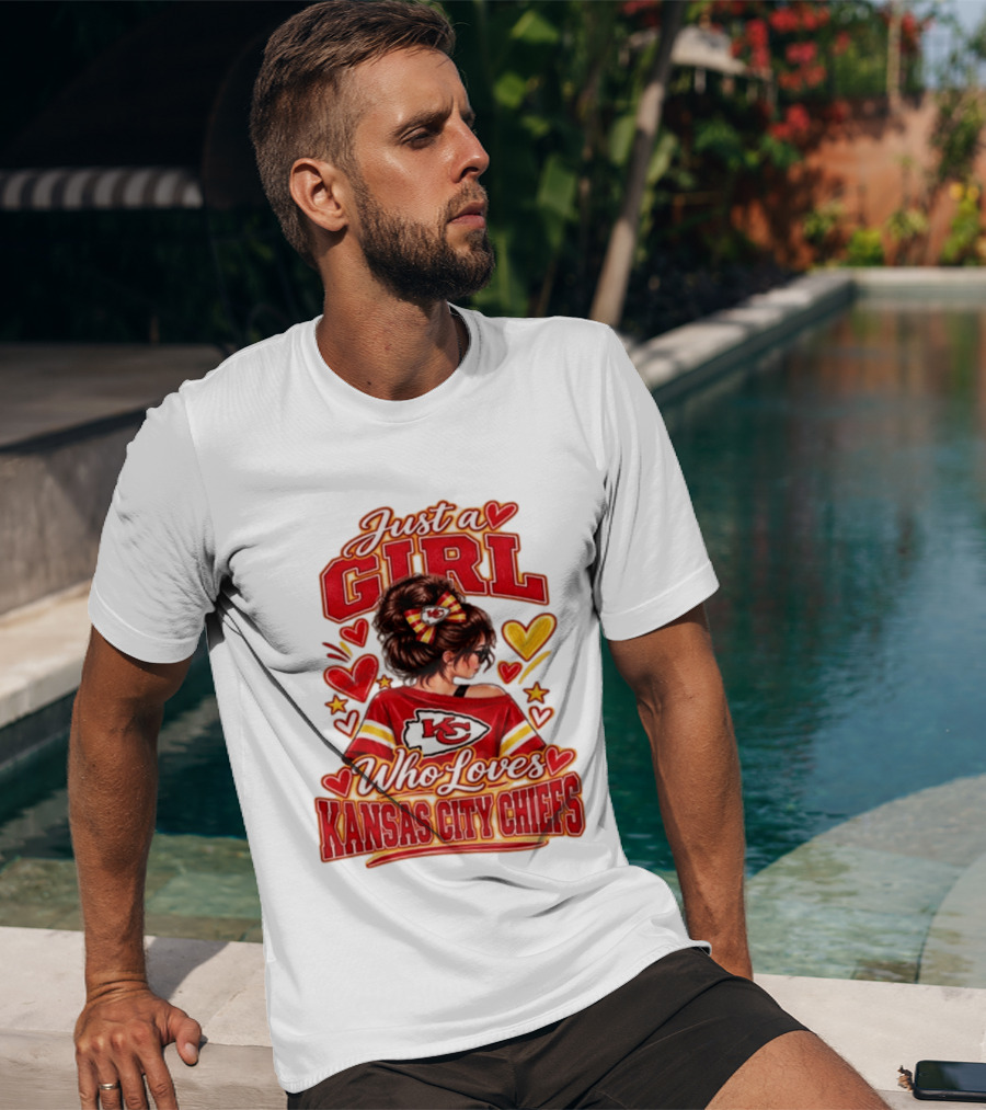 Just A Girl Who Loves Kansas City Chiefs KC Fan Heart Stars T-Shirt
