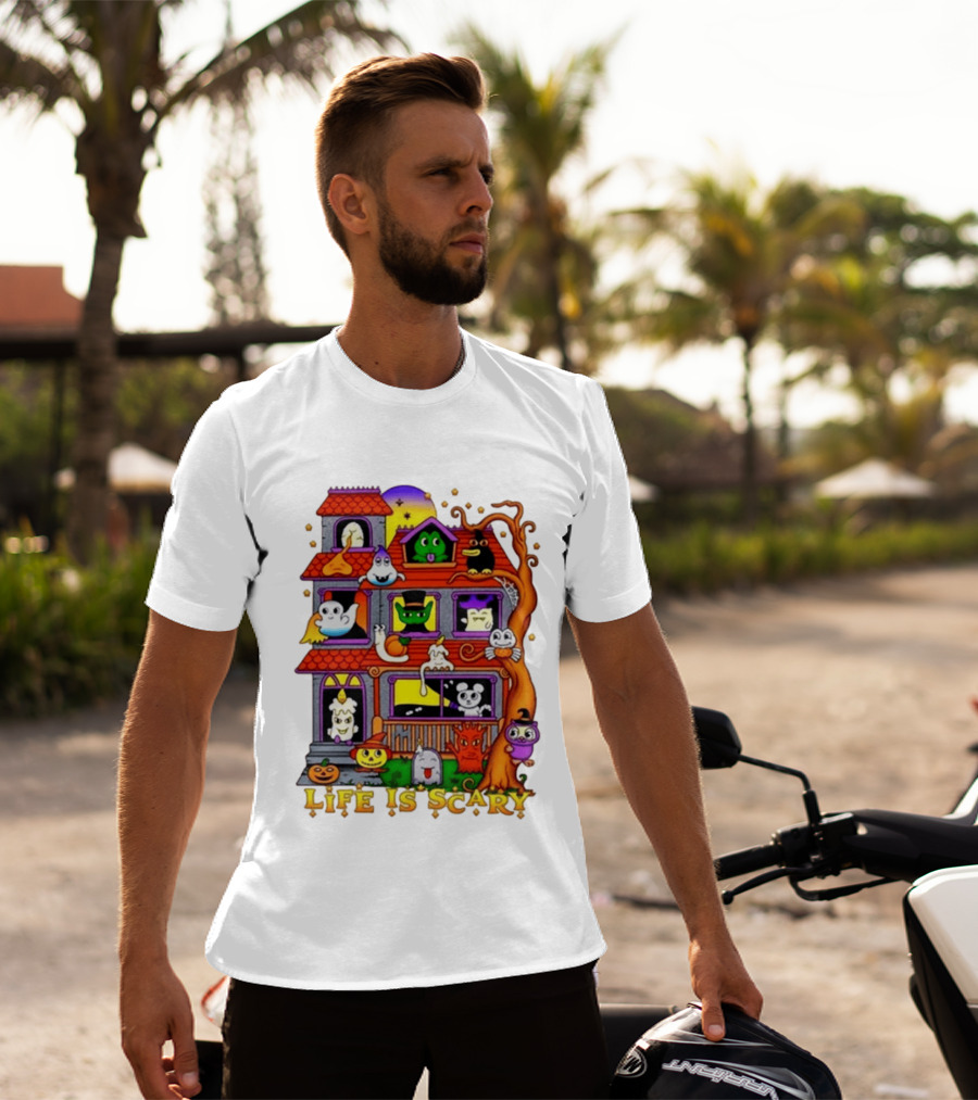 Life Is Scary Spooky Haunted House Halloween T-Shirt