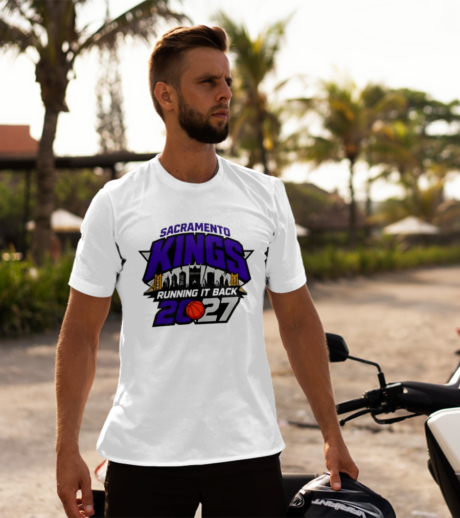 Sacramento Kings 2027 Running It Back Skyline Basketball T-Shirt