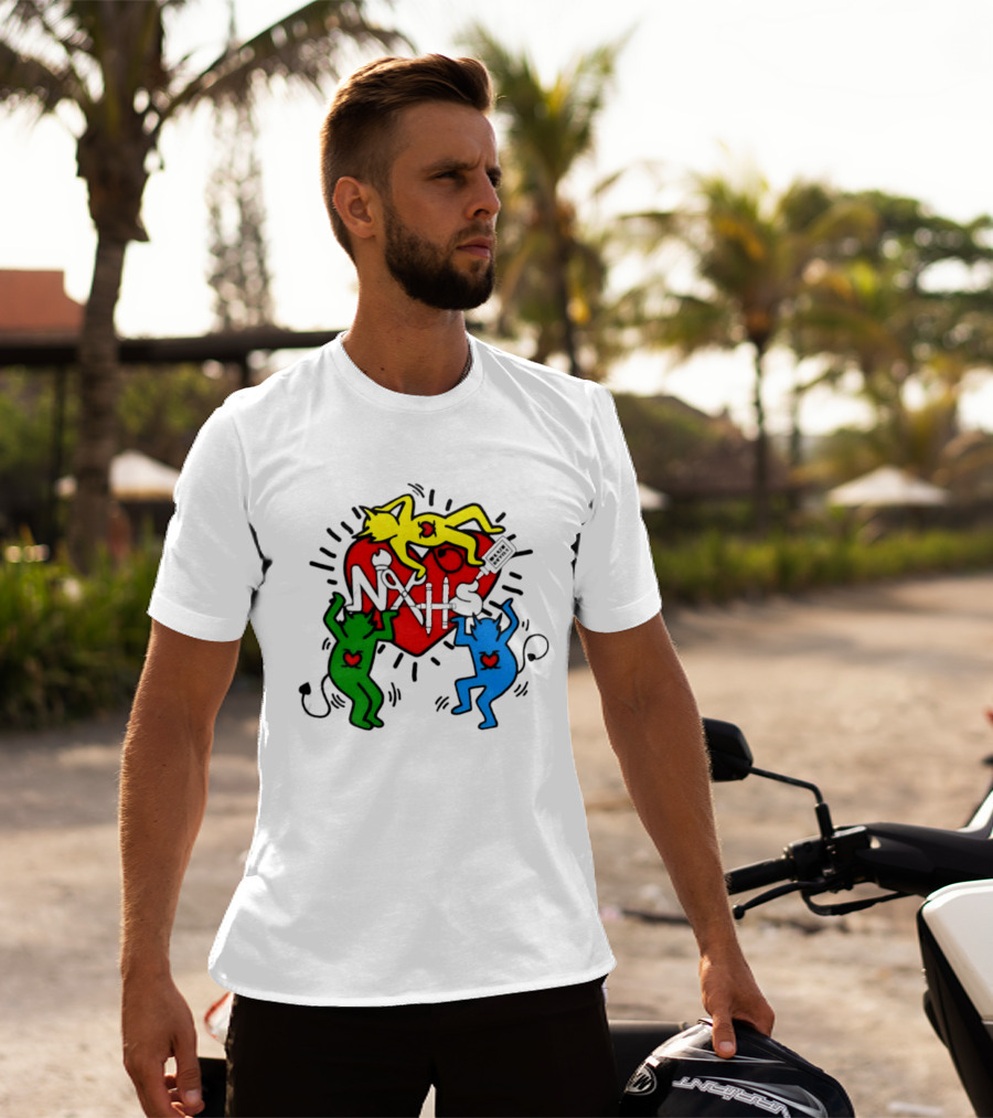NAHS Blue Devils Keith Haring Heart Colorful Dancing Figures T-Shirt
