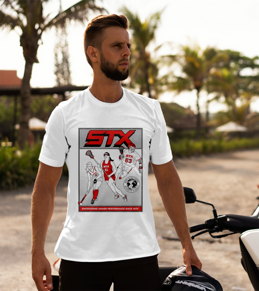 STX Born In Baltimore Geared Up Globally Empowering Higher Performance Since 1970 Lacrosse Field Hockey Players T-Shirt
