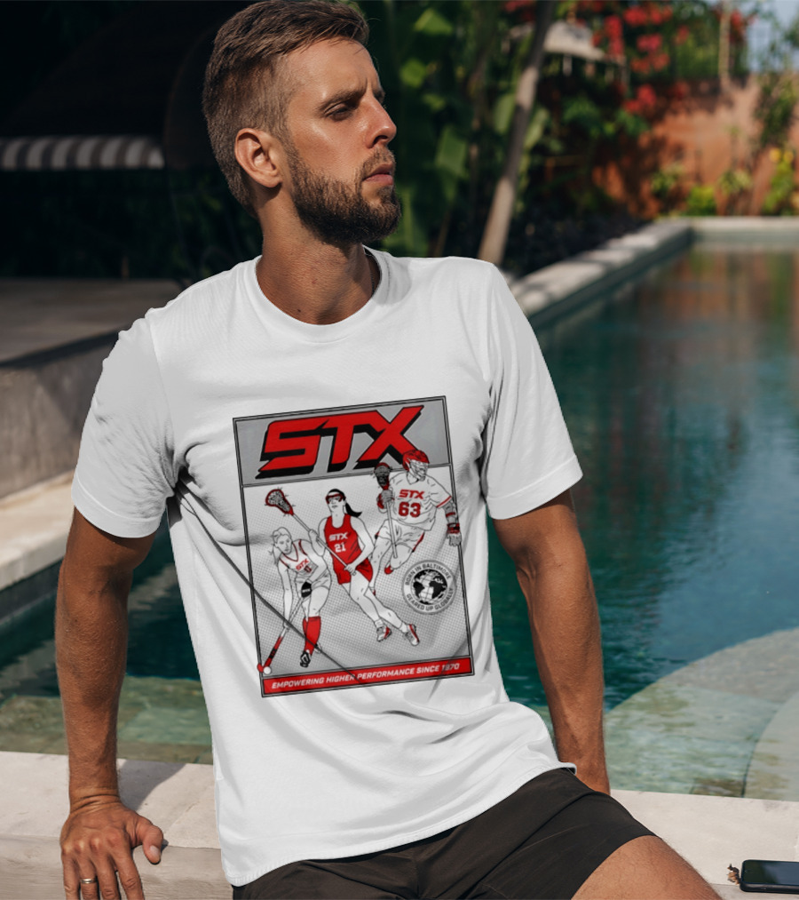 STX Born In Baltimore Geared Up Globally Empowering Higher Performance Since 1970 Lacrosse Field Hockey Players T-Shirt