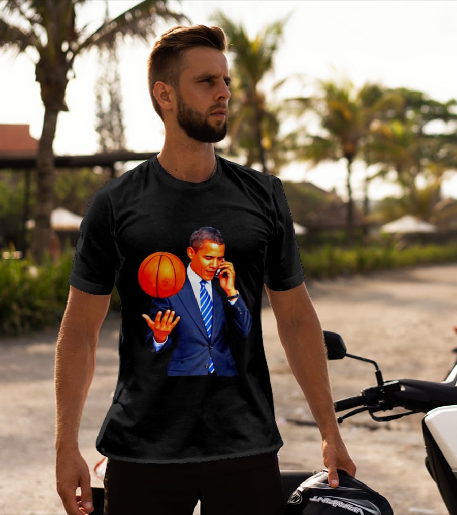 Barack Obama Basketball Phone Call In Suit And Tie T-Shirt