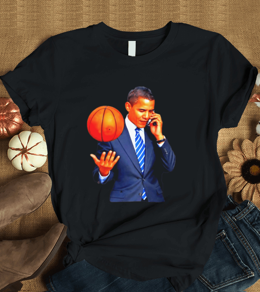 Barack Obama Basketball Phone Call In Suit And Tie T-Shirt