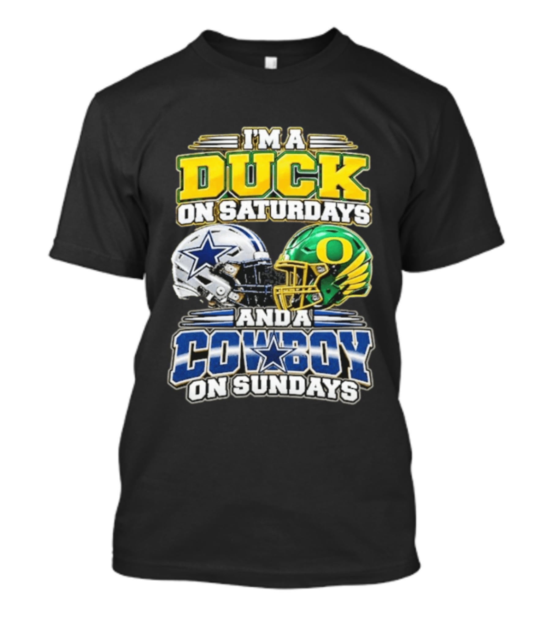I'm A Duck On Saturdays And A Cowboy On Sundays Football Helmets T-Shirt