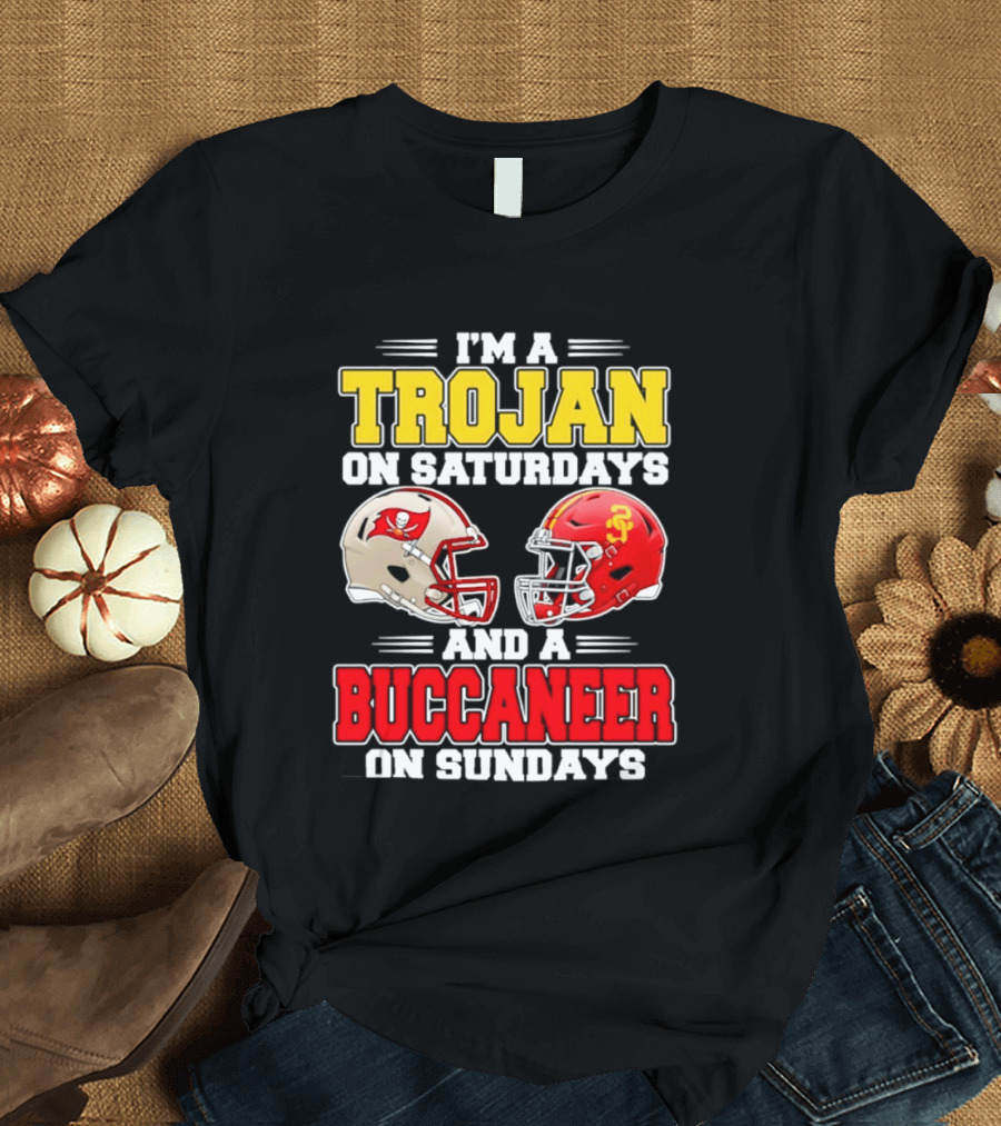 I'm A Trojan On Saturdays And A Buccaneer On Sundays Football Helmet T-Shirt