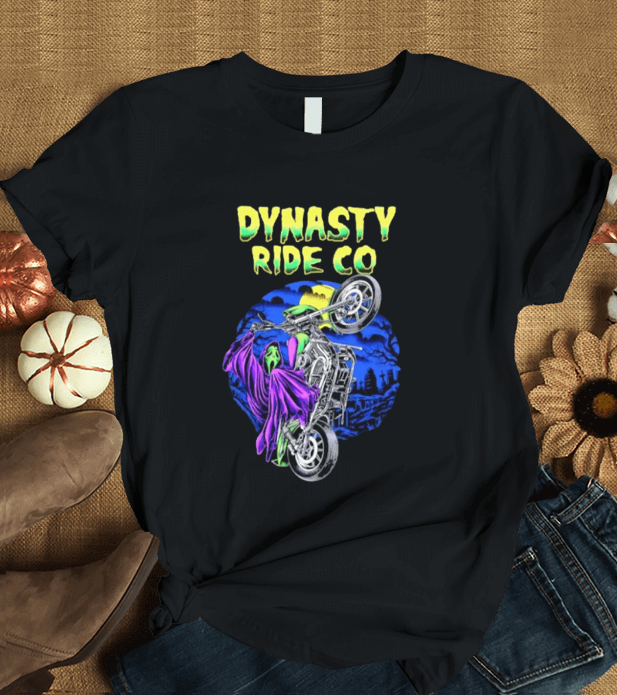 Dynasty Ride Co Ghostface 2026 Halloween Motorcycle Adventure T-Shirt
