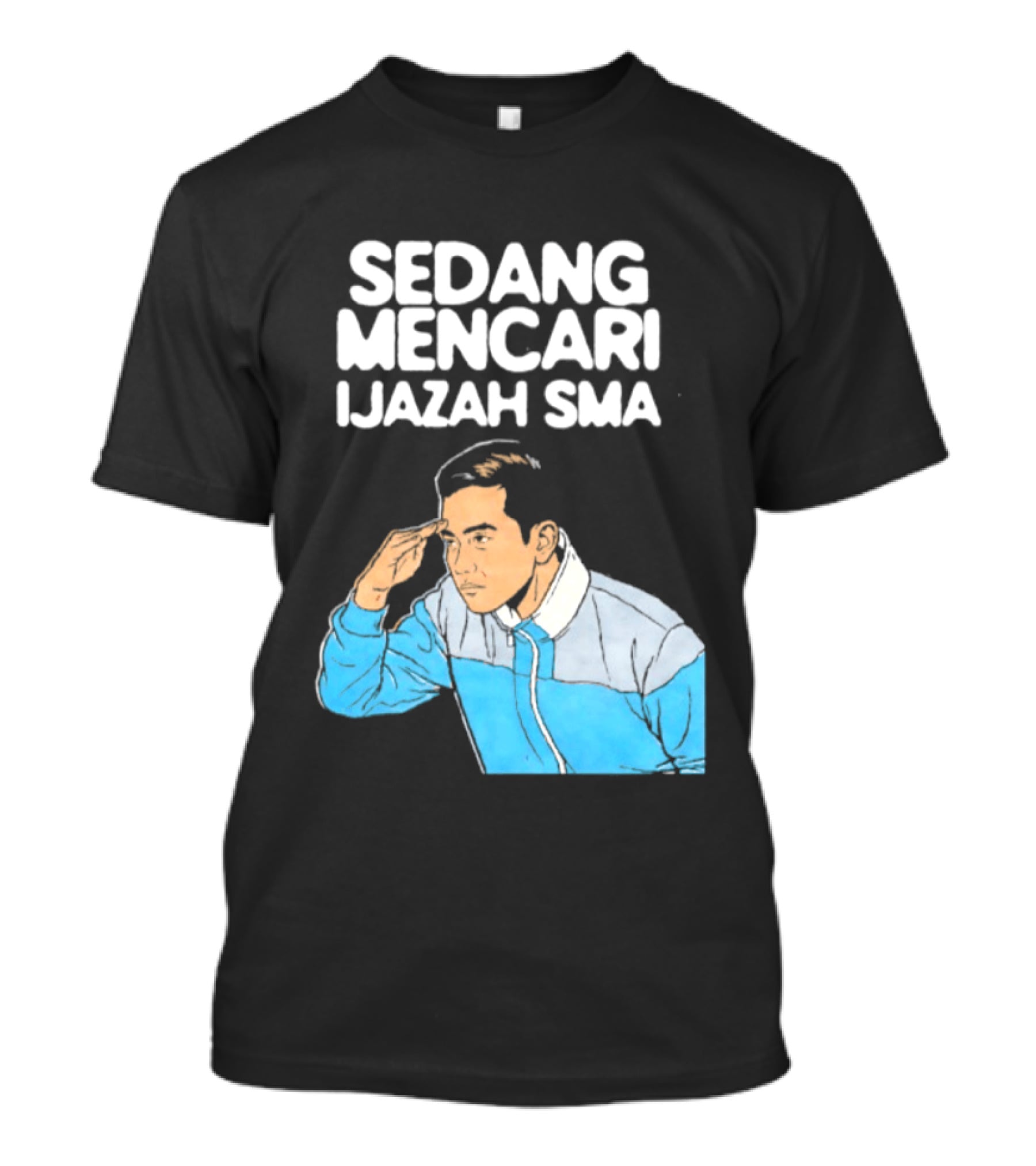 Sedang Mencari Ijazah SMA Man In Blue Jacket Visual T-Shirt