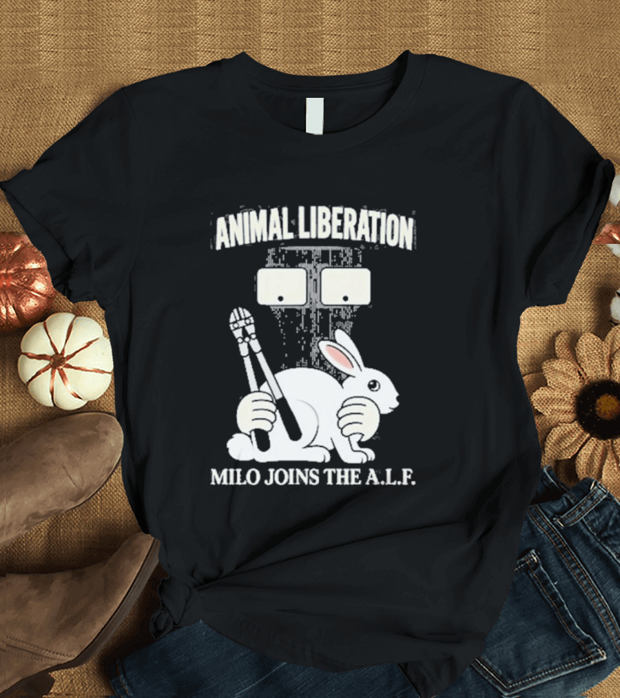 Animal Liberation Milo Joins The ALF Bunny With Pliers And Wrench T-Shirt