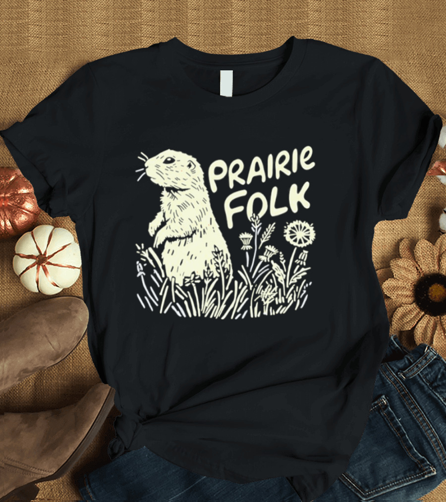 Prairie Folk Groundhog Meadow Wildlife Nature T-Shirt