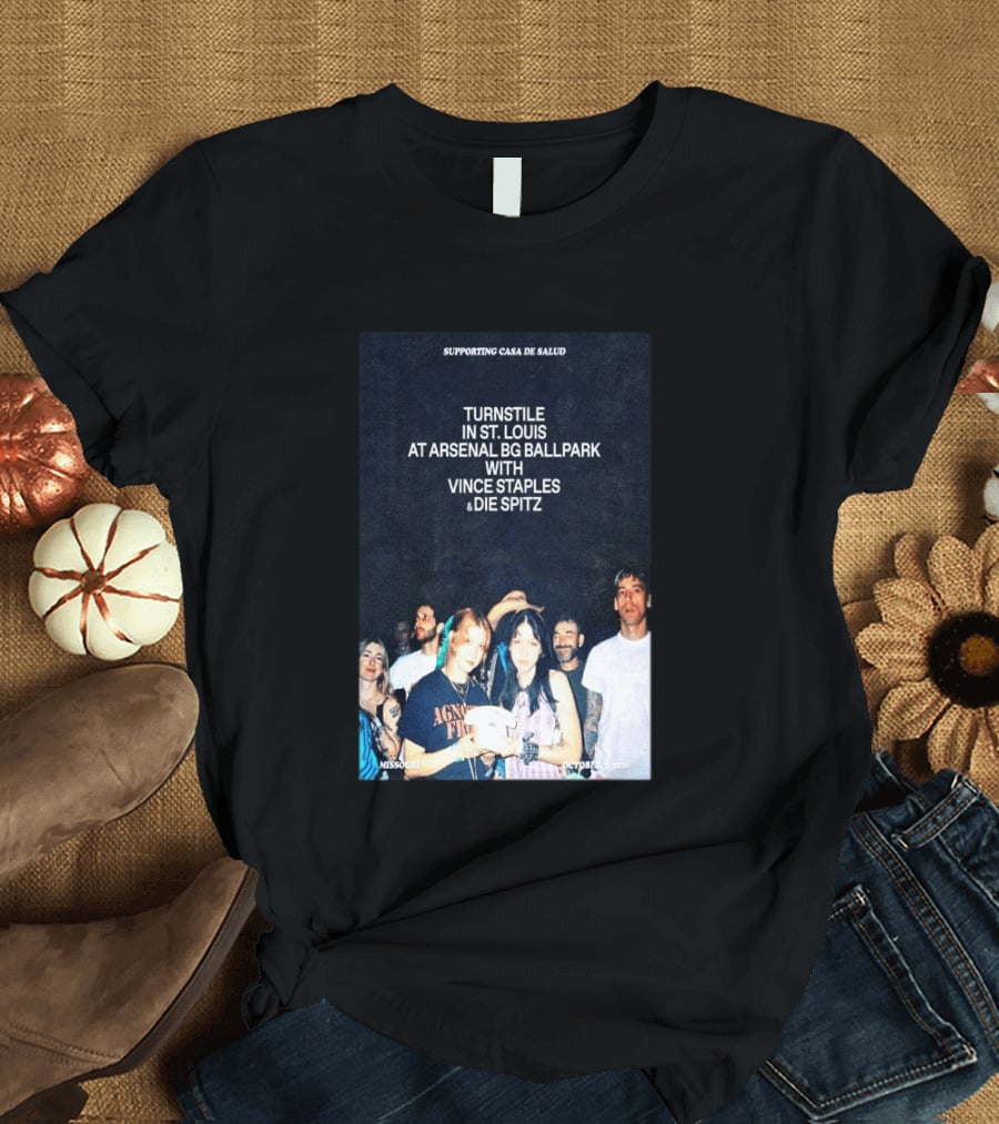 Turnstile St. Louis Arsenal BG Ballpark Vince Staples Die Spitz October 2026 Supporting Casa De Salud Missouri T-Shirt