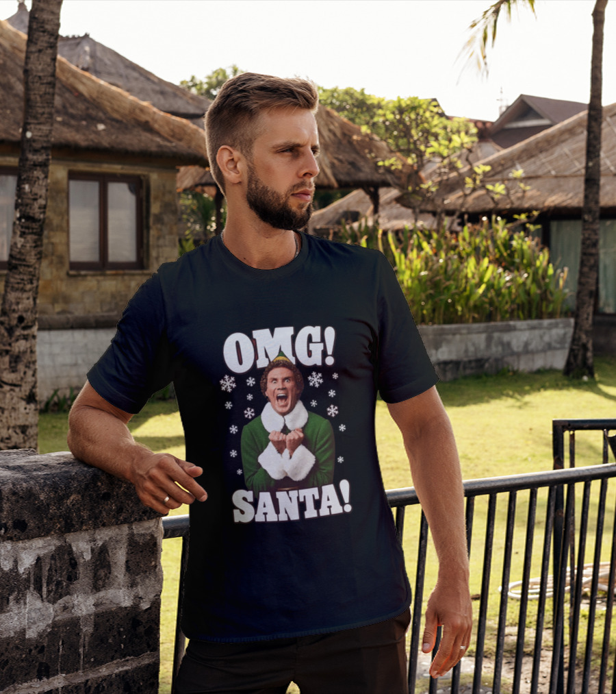 OMG Santa Will Ferrell Christmas Elf Snowflakes T-Shirt
