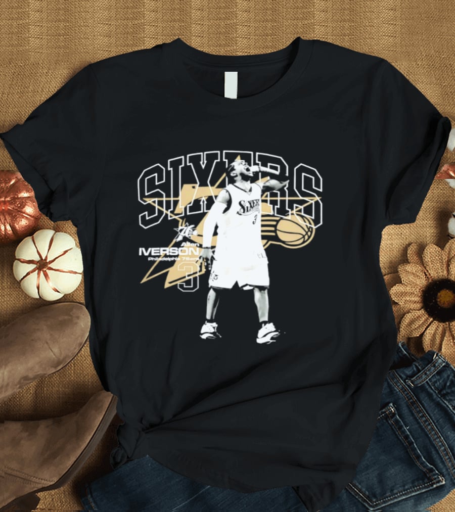 Allen Iverson Philadelphia 76ers Number 3 Scream Hardwood Sixers Legend T-Shirt