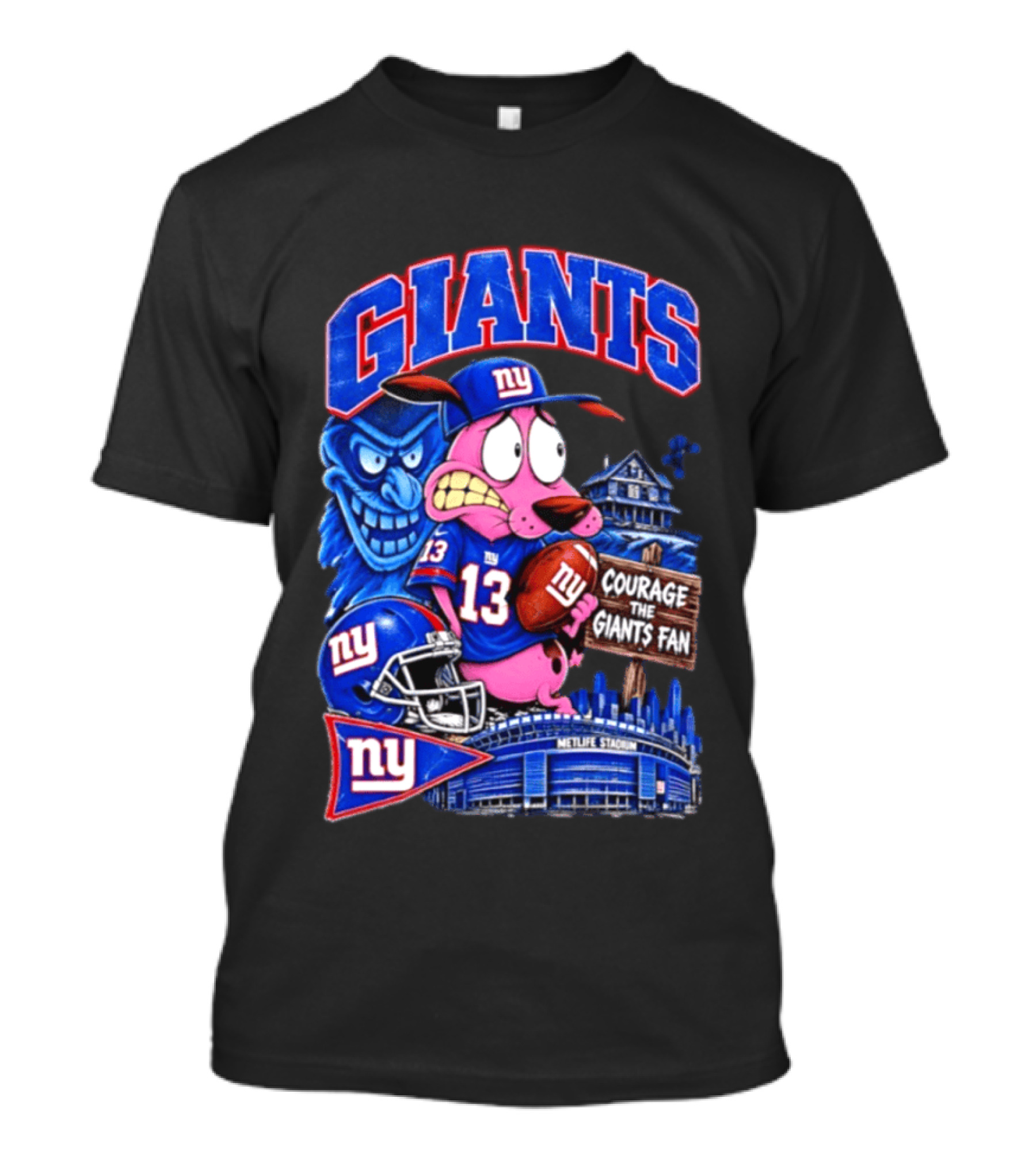 Courage The Cowardly Dog NY Giants Fan 13 Metlife Stadium T-Shirt