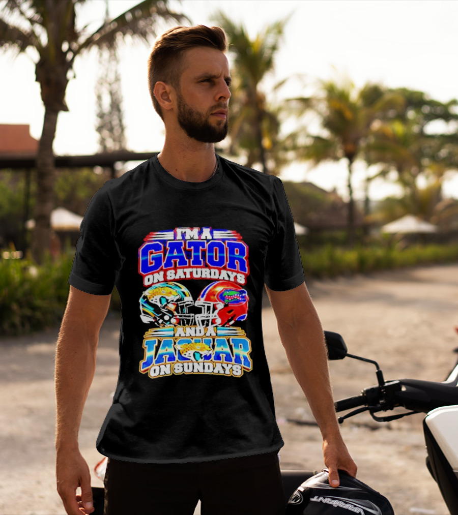 Florida Football Gator On Saturdays Jaguar On Sundays Helmets T-Shirt