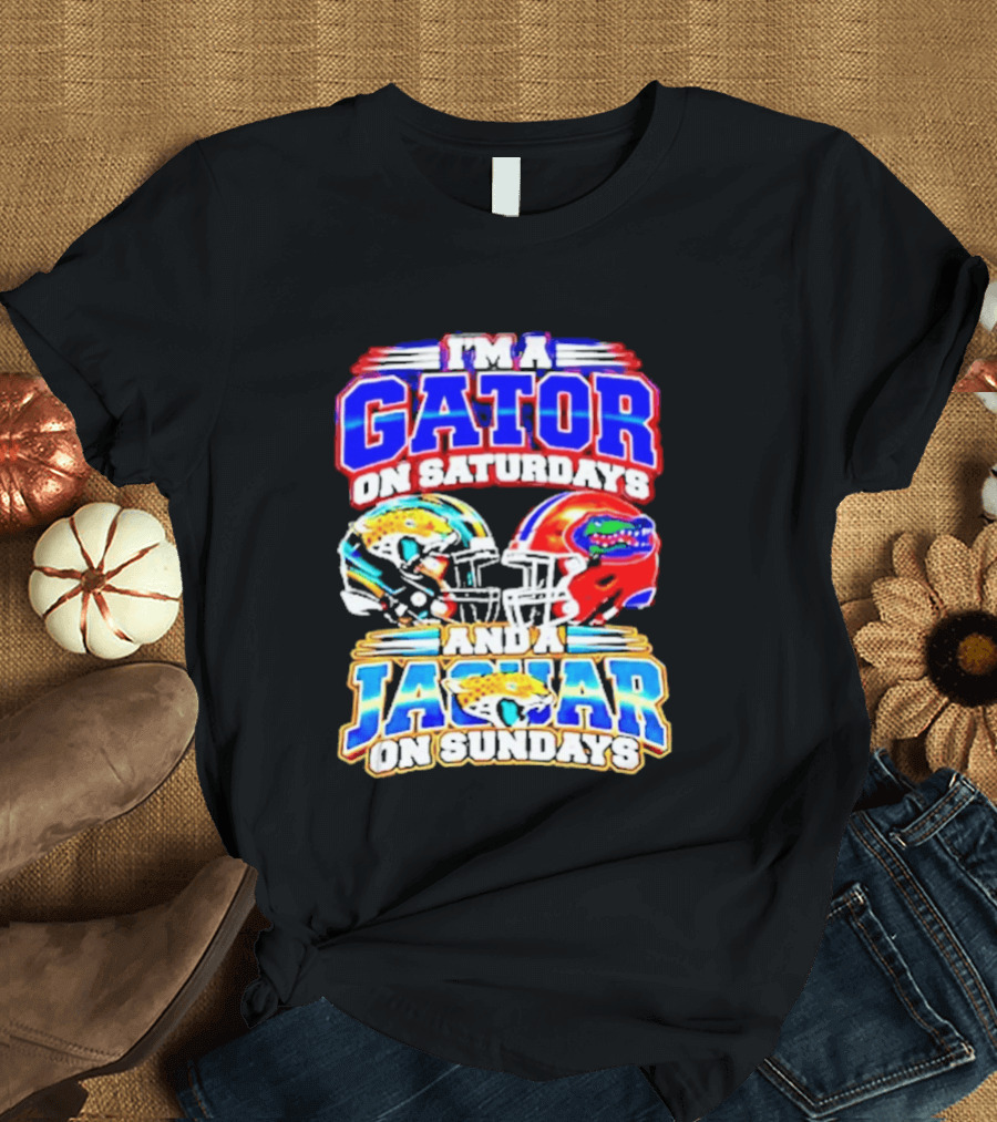 Florida Football Gator On Saturdays Jaguar On Sundays Helmets T-Shirt