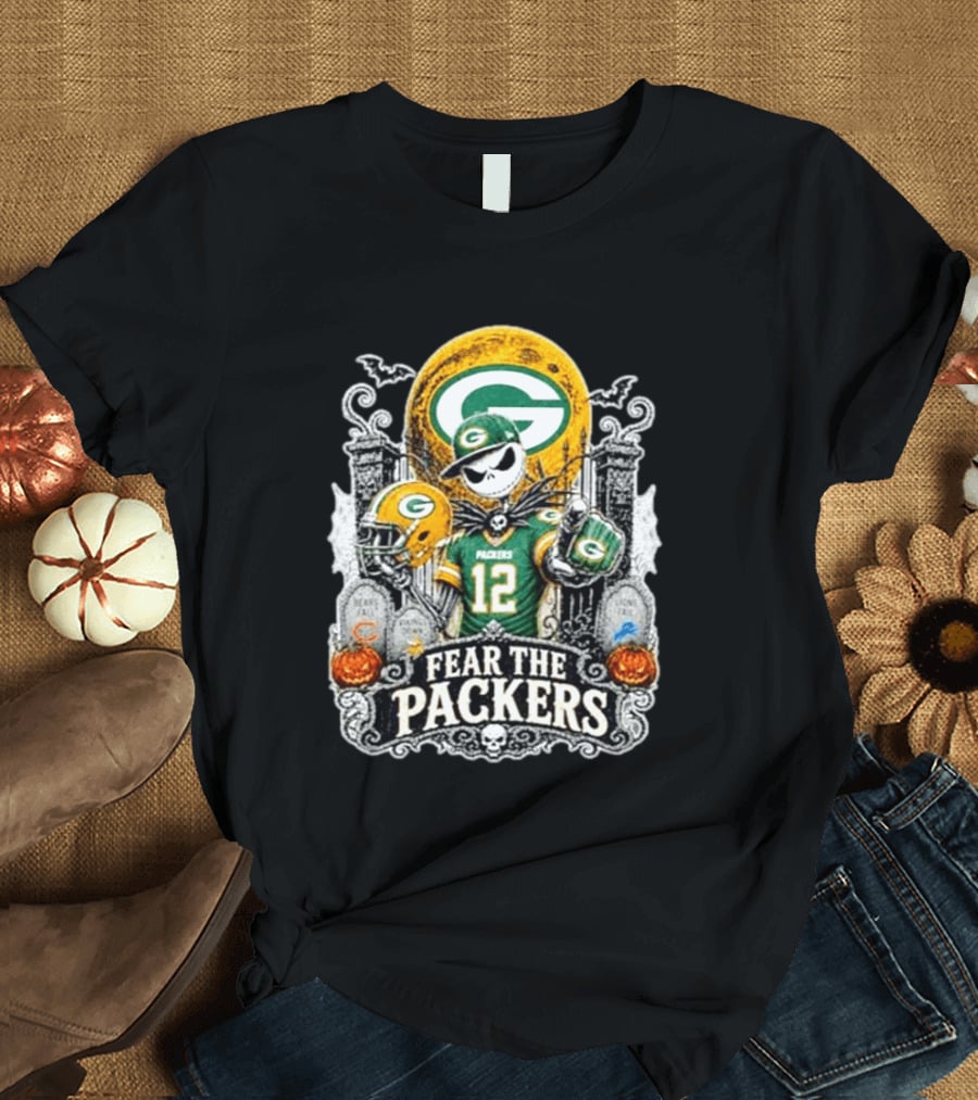 Jack Skellington Green Bay Packers Halloween Fear The Packers T-Shirt