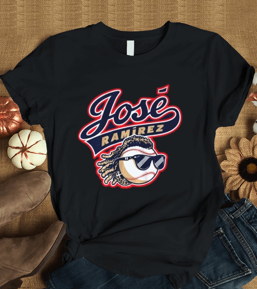 Jose Ramirez Cleveland Guardians Baseball Dreads Sunglasses T-Shirt
