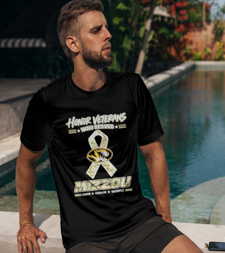 Missouri Tigers Mizzou Military Camo Ribbon Honor Veterans Day T-Shirt