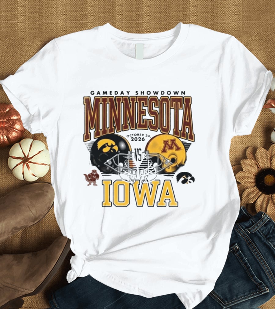 Gameday Showdown Minnesota Vs Iowa October 24 2026 Hawkeyes Golden Gophers Clash T-Shirt