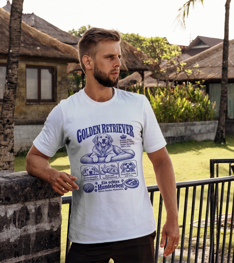 Golden Retriever Ein Echtes Hundeleben Müdigkeit Faulheit Keksbedarf T-Shirt