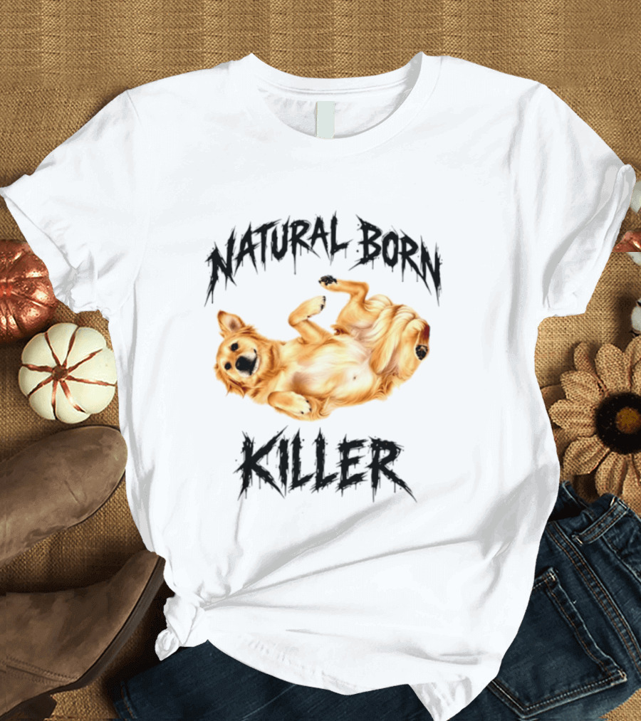 Natural Born Killer Playful Golden Retriever Pose T-Shirt