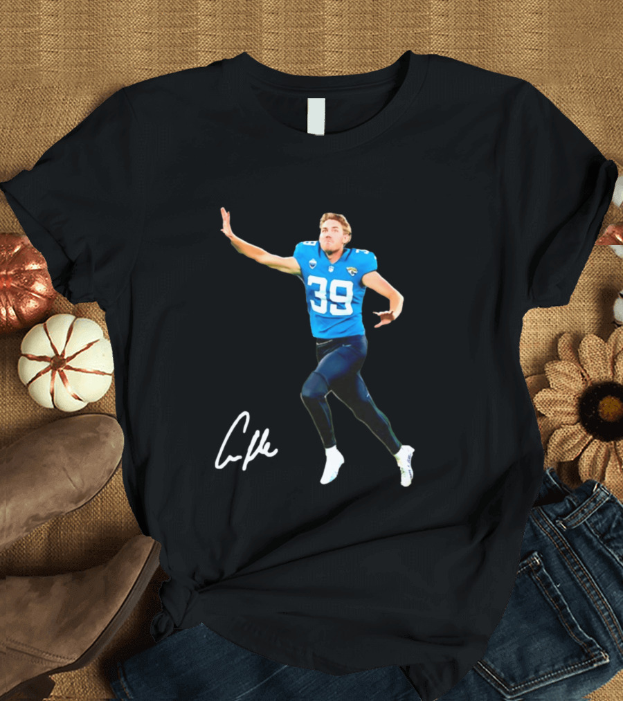 Cam Little Jacksonville Jaguars 39 Player Jumping Action T-Shirt