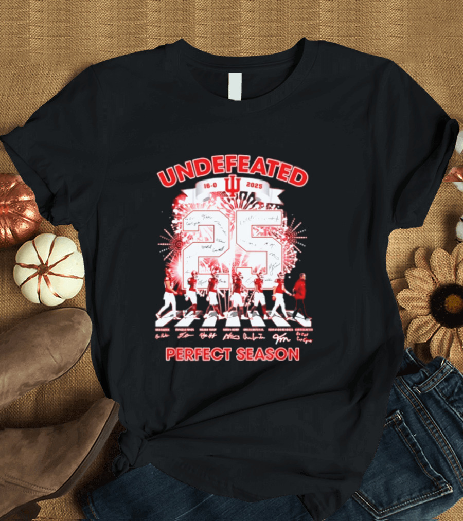 Indiana Hoosiers 2025 Undefeated 16 0 Perfect Season Signatures T-Shirt