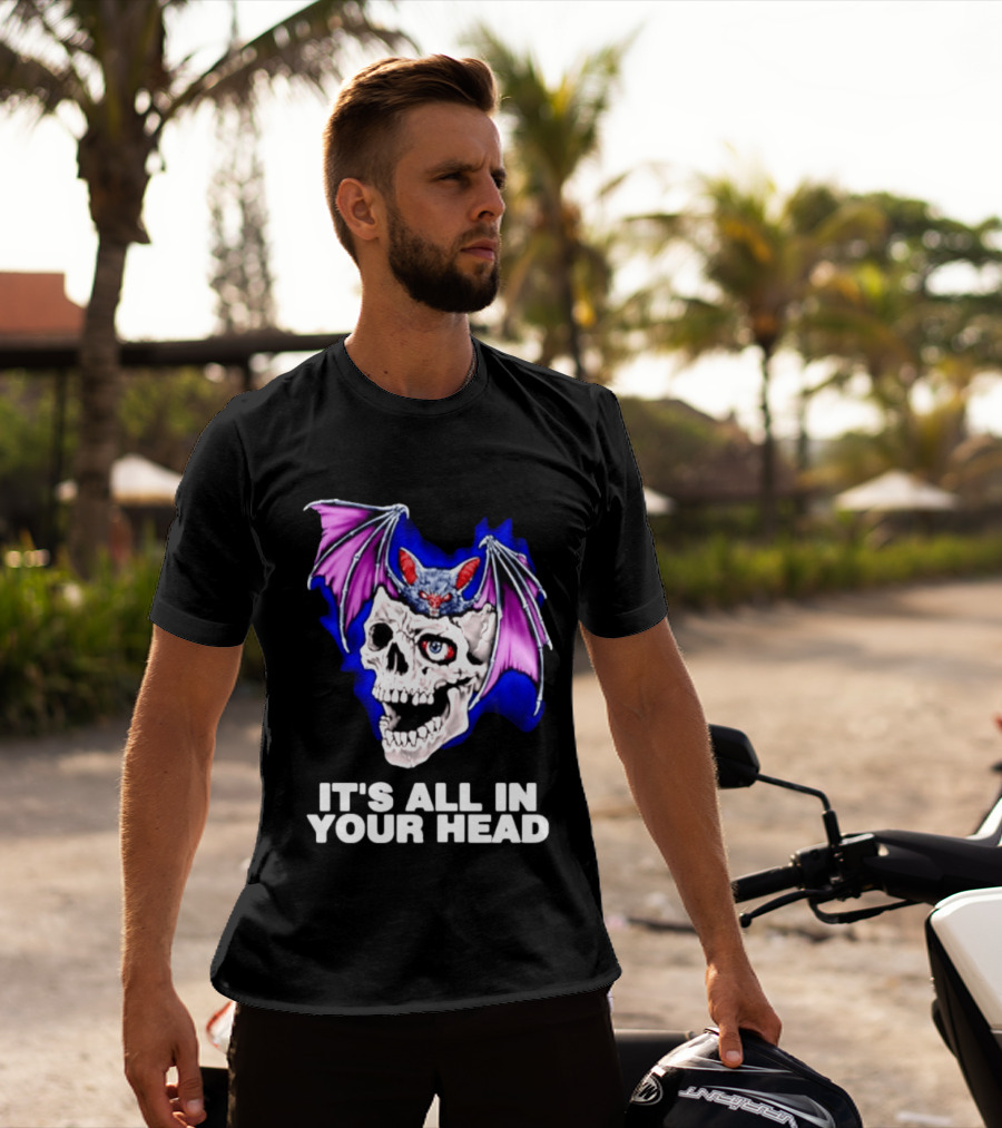 It's All In Your Head Bat Skull Gothic Colorful Horror T-Shirt