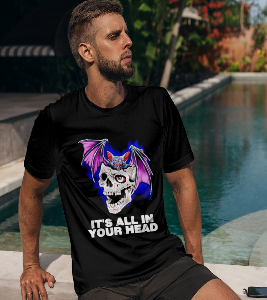 It's All In Your Head Bat Skull Gothic Colorful Horror T-Shirt