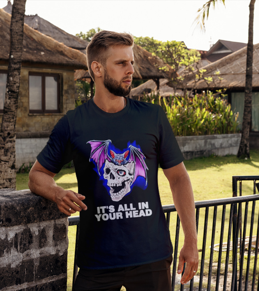 It's All In Your Head Bat Skull Gothic Colorful Horror T-Shirt
